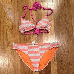 Aerie Pink and Orange Checkered Bikini